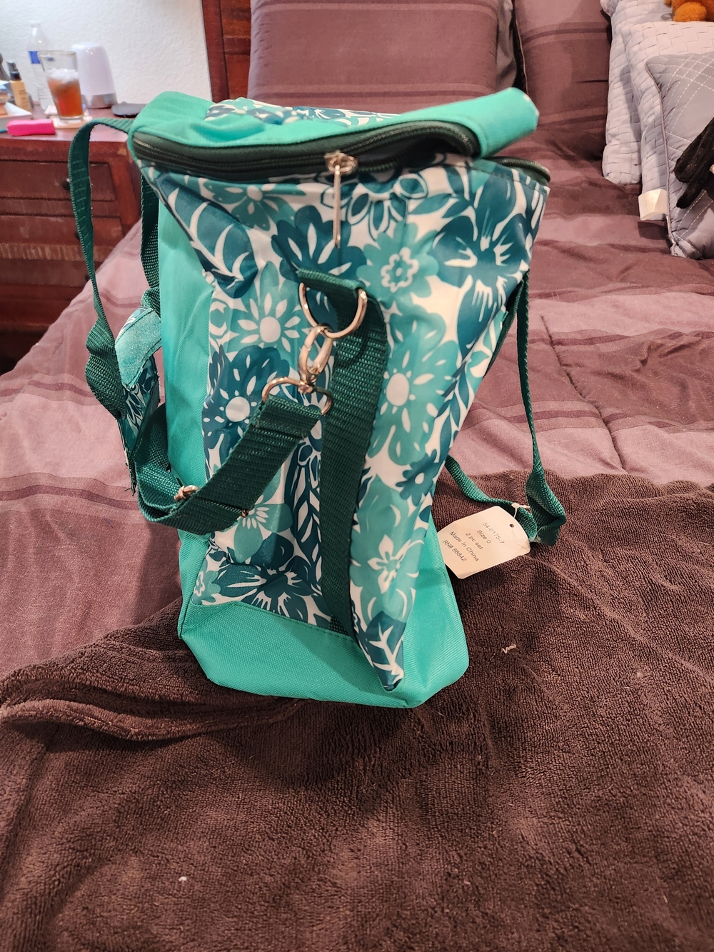 Teal Floral Insulated Cooler Tote NWT